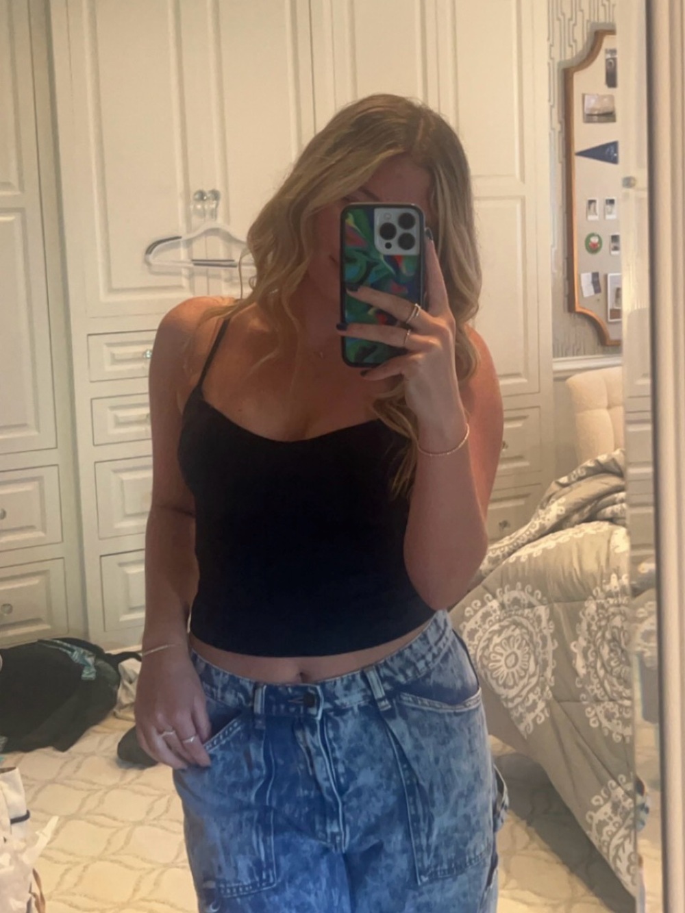 Princess Polly Black Cami Top with Slim Adjustable Straps
